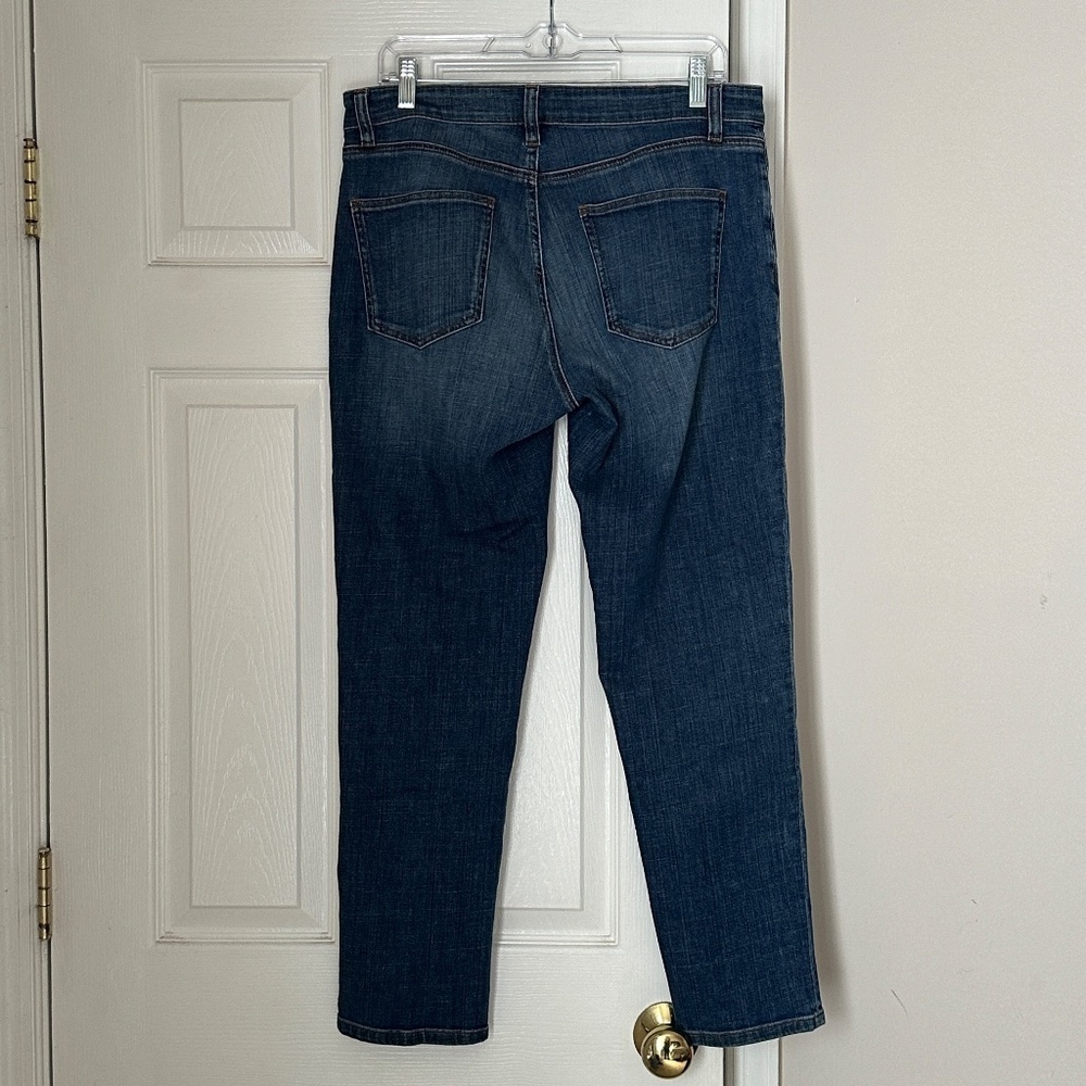 Eileen Fisher Straight Leg Jeans Size 8 Organic Cotton Premium Denim Lagenlook - Picture 4 of 6